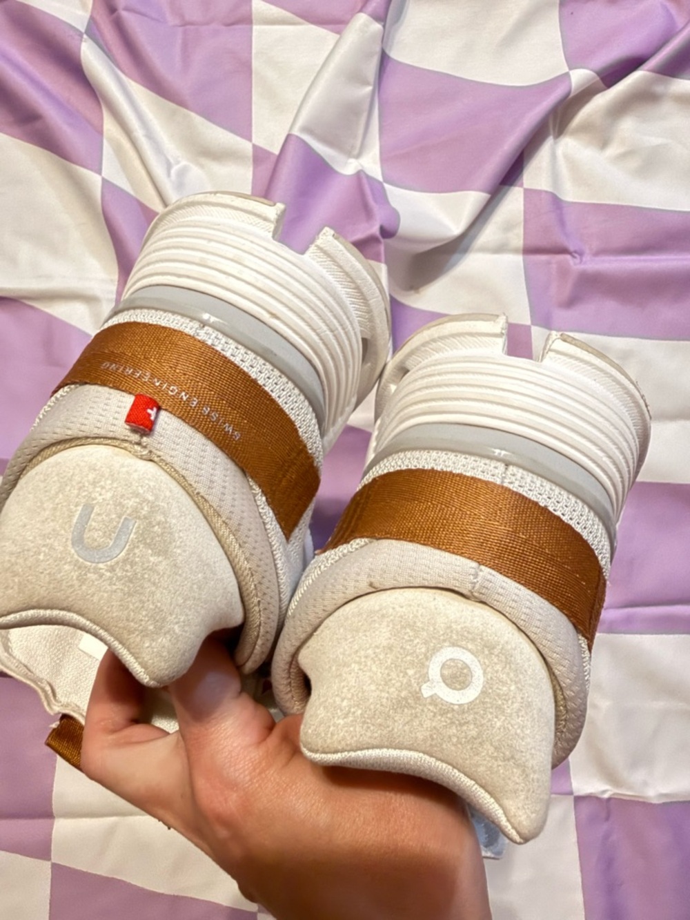 On Running White Sneakers with Tan Straps size 5.5 - Picture 11 of 11
